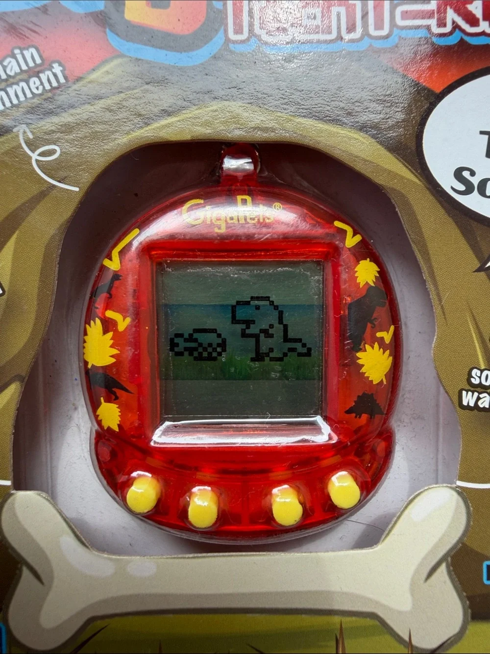 Top Secret GigaPets TechT-Rex Handheld Virtual Pet Red & Yellow New!! 90’s